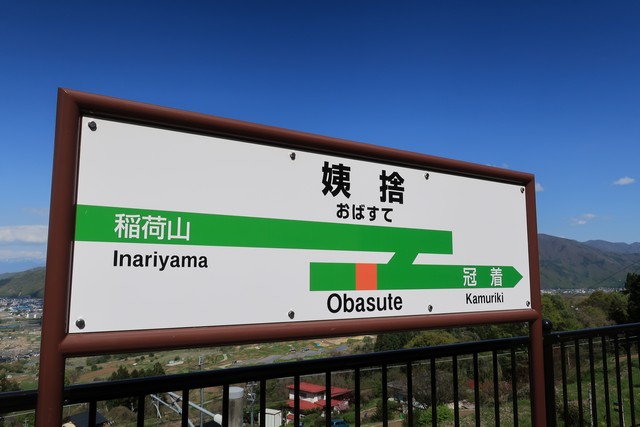 姨捨駅 駅名標